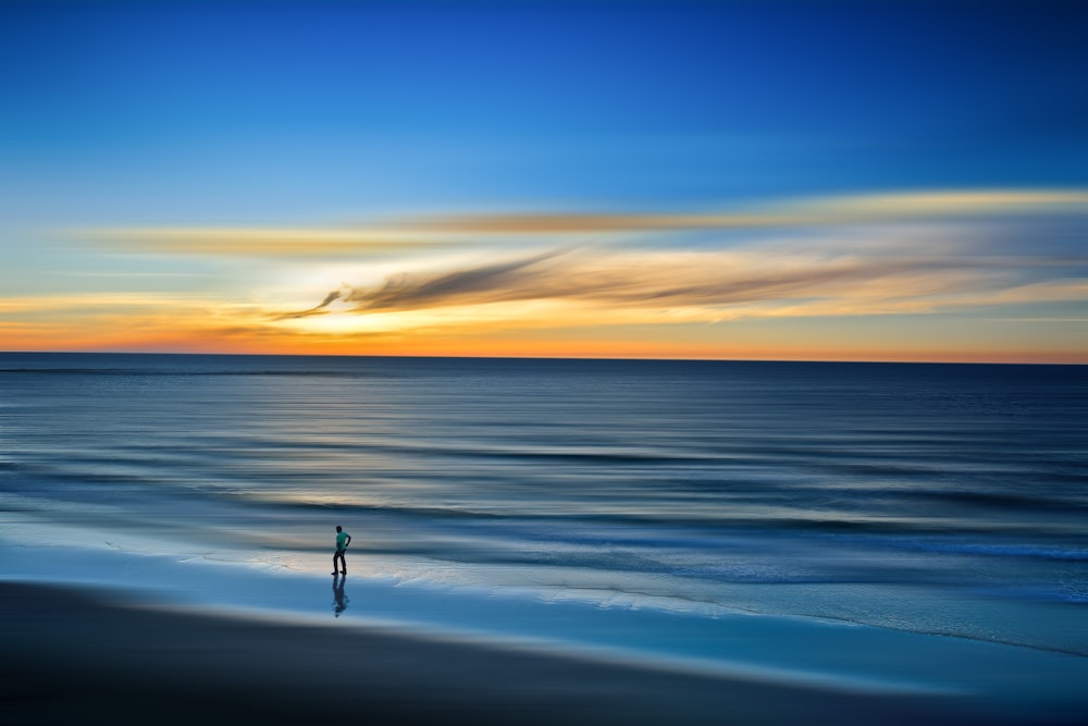 person standing beside seashore