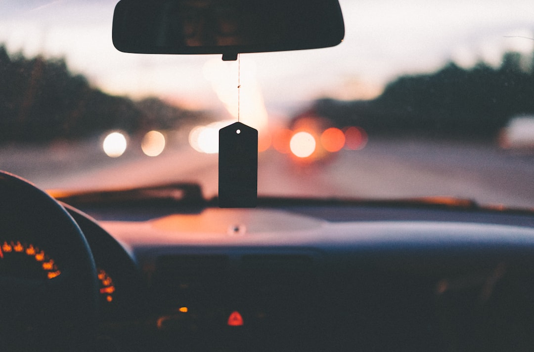 Car dashboard on highway