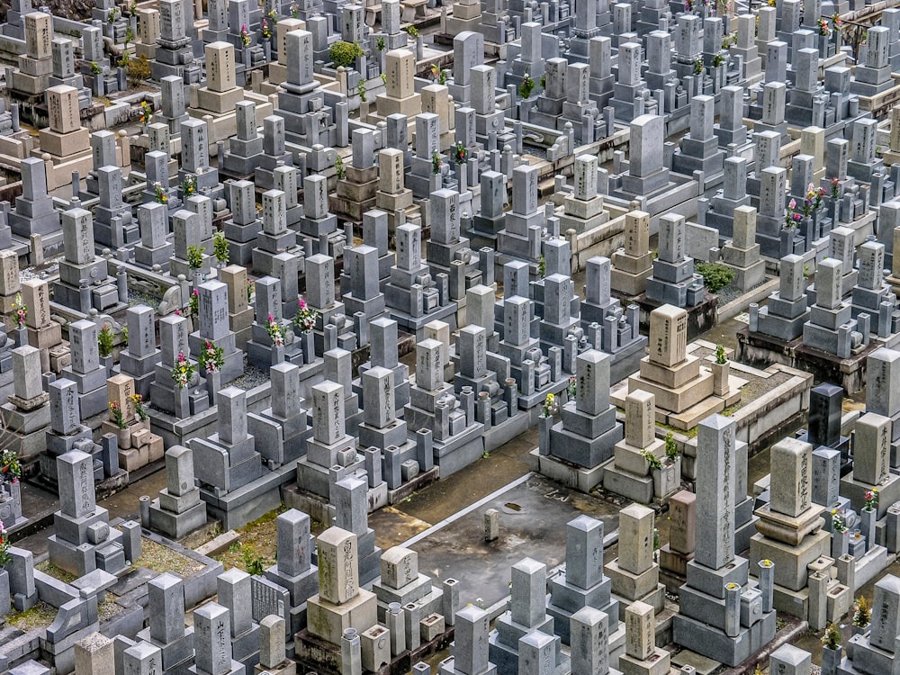 aerial photo of gray and white concrete monuments at daytime