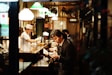 man holding menu