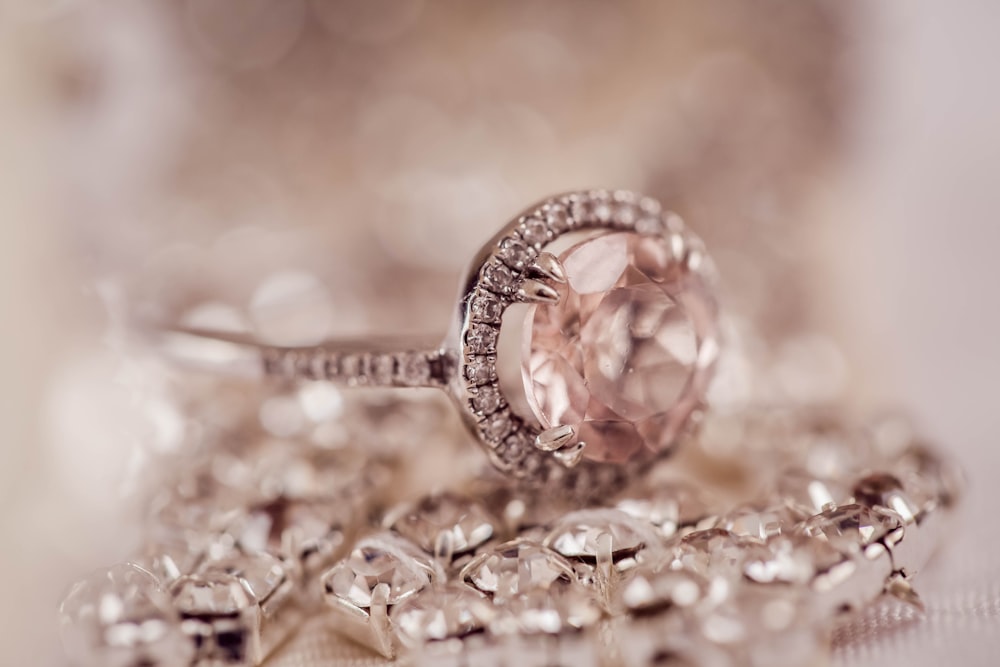 Stunning diamond wedding ring surrounded by more diamonds