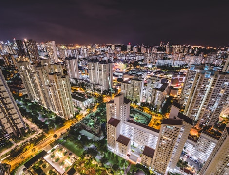 A vibrant cityscape at night illustrating advanced smart energy systems in action.