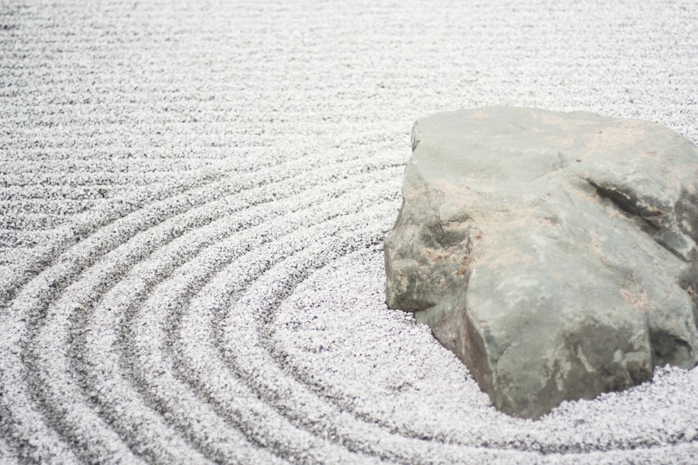 Flower garden with zen rocks hi-res stock photography and images