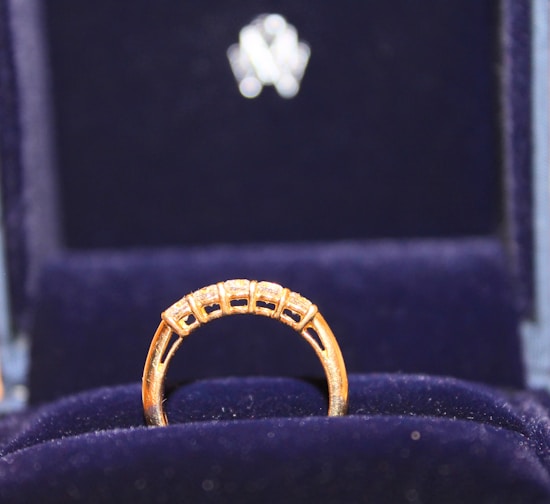 A stunning diamond ring displayed elegantly on a velvet surface.