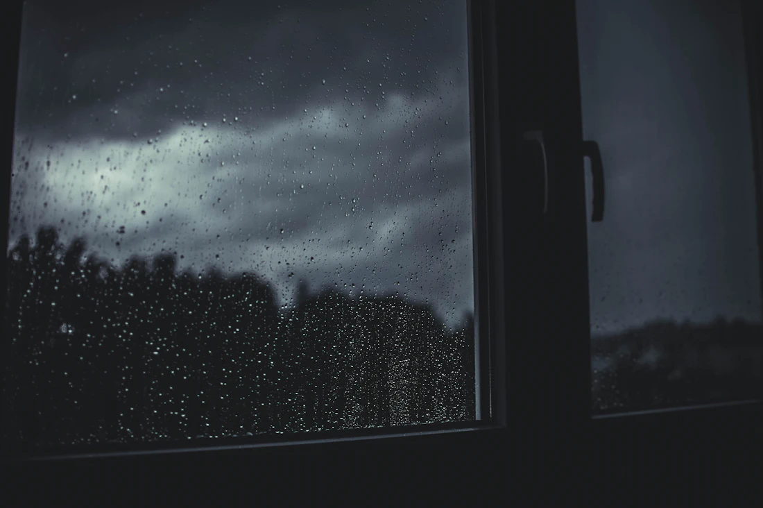 Rain running down a window on a wet Cape Town winter day