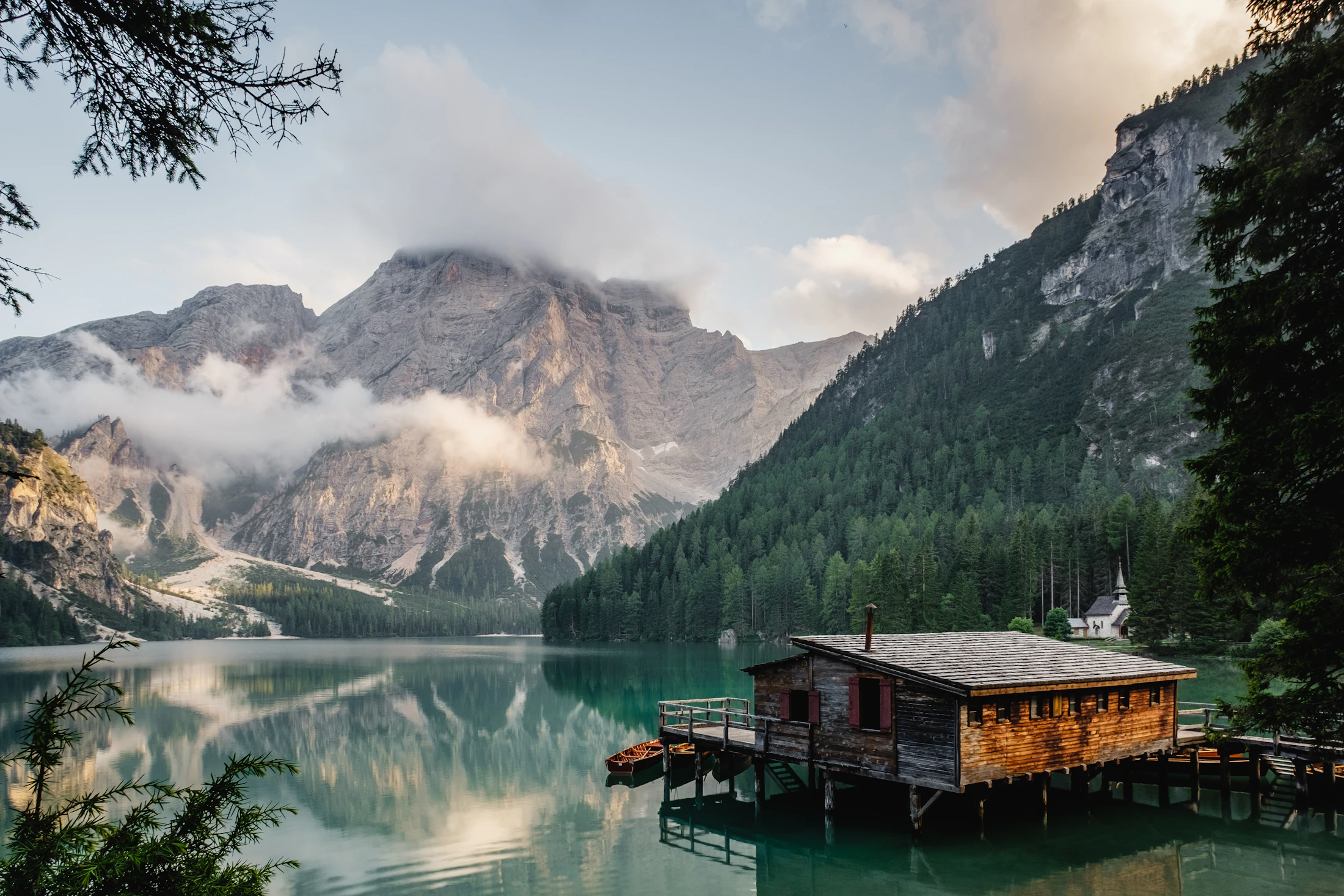 Calm lake at golden hour