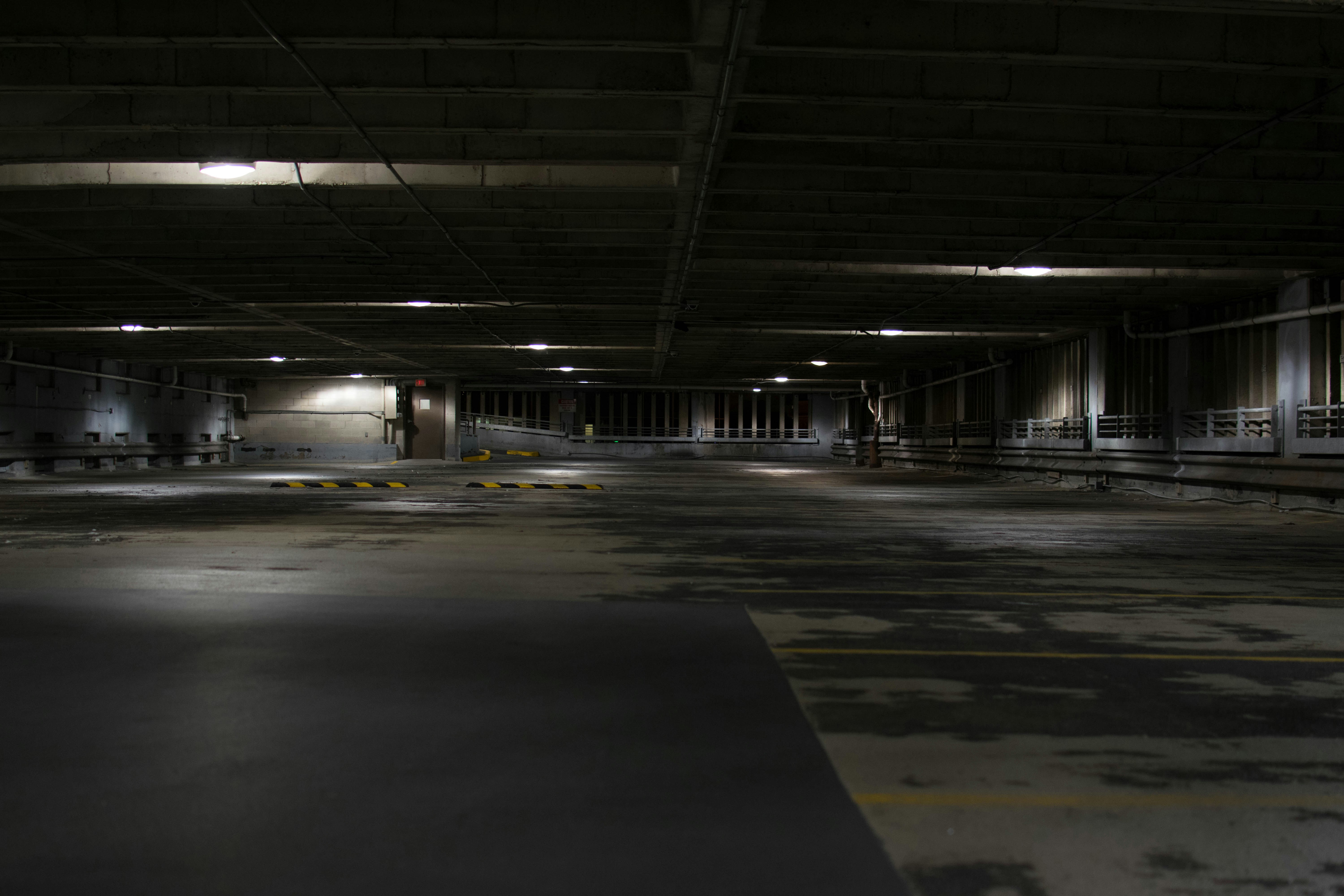 Dark empty parking space