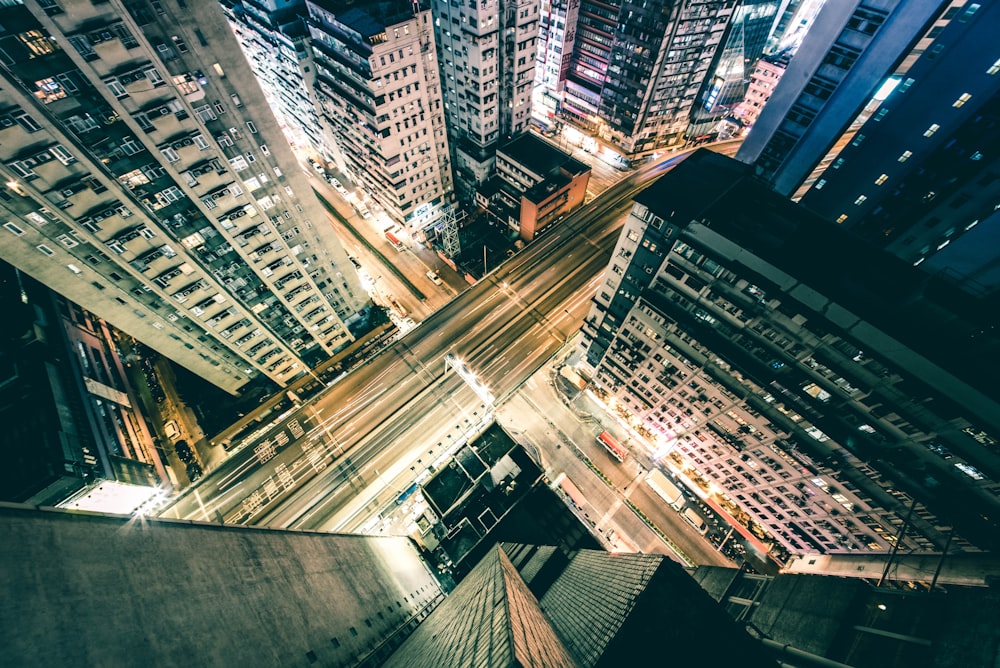 aerial view of city buildings