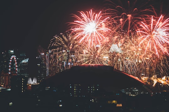 fireworks during nighttime in Singapore Sports Hub Singapore