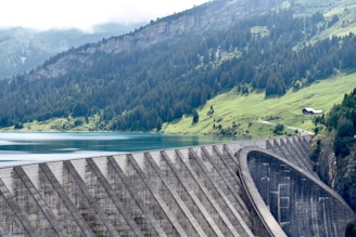 architectural photography of water dam