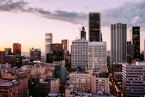 aerial photo of buildings during dusk