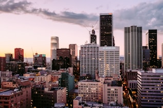 aerial photo of buildings during dusk