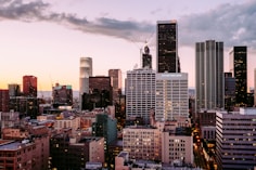 aerial photo of buildings during dusk