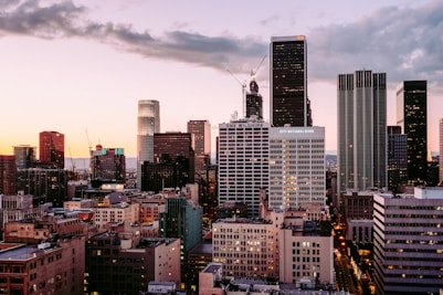 aerial photo of buildings during dusk
