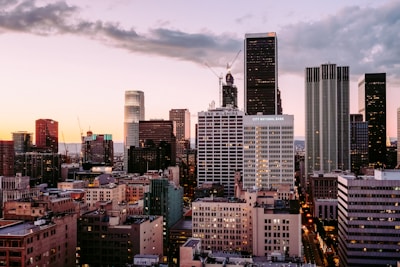 aerial photo of buildings during dusk