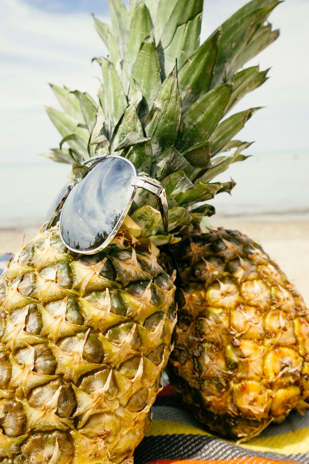 two pineapple fruits