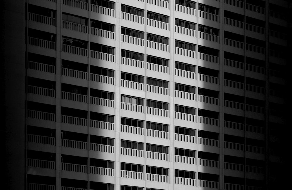 grayscale photography of building