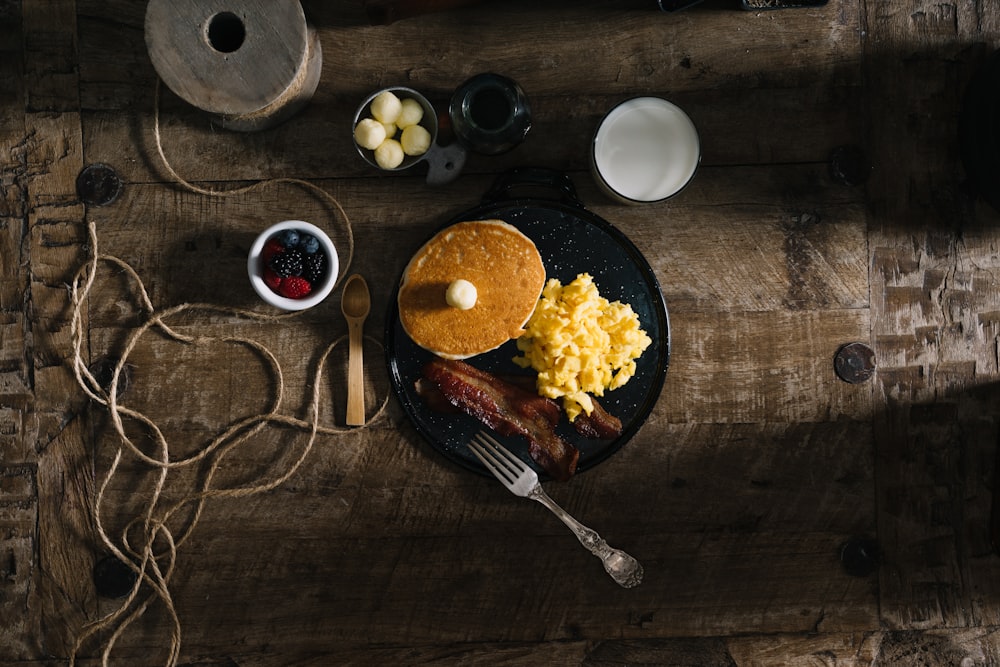 baked pancake and egg scramble on plate