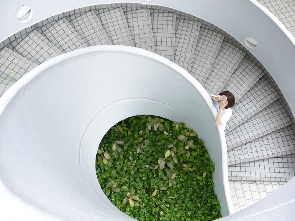 woman on stairs