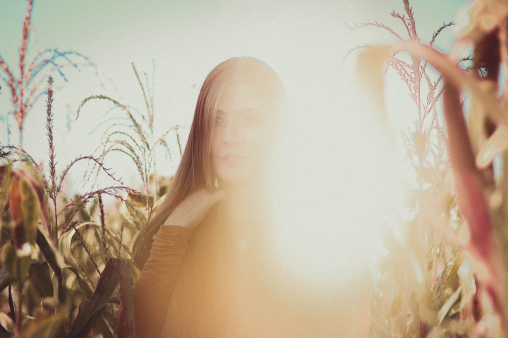 woman on corn field