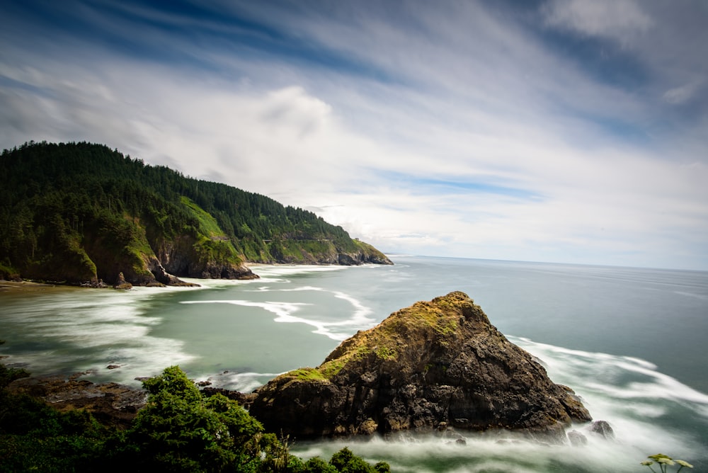 timelapse photography of island