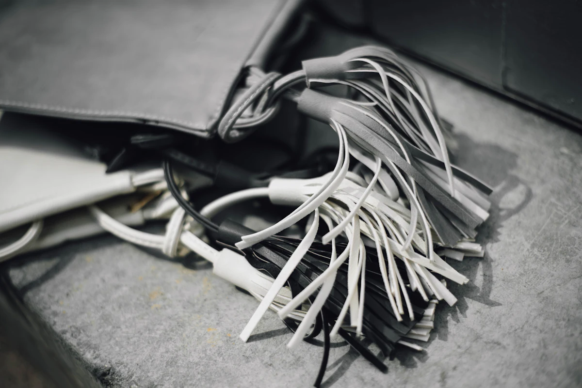 Bundle of loose cables gathered on the floor