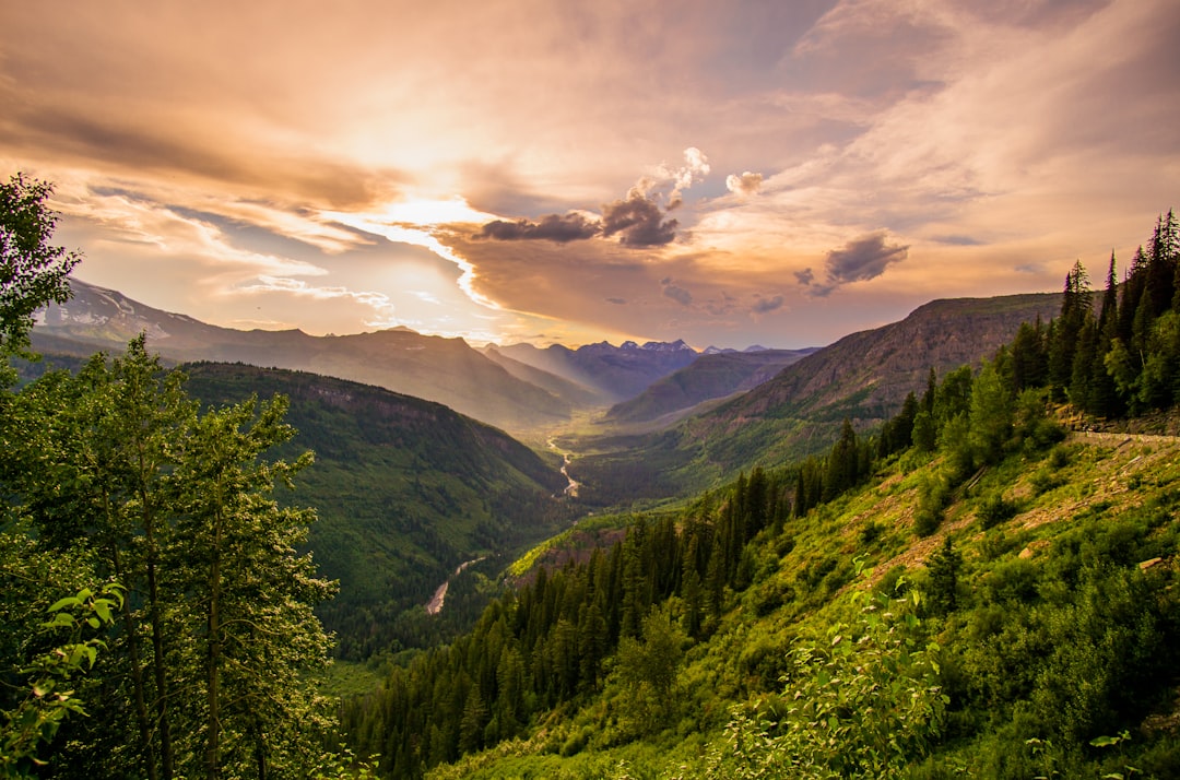 river and mountain ranges under white clouds, Breathtaking valley