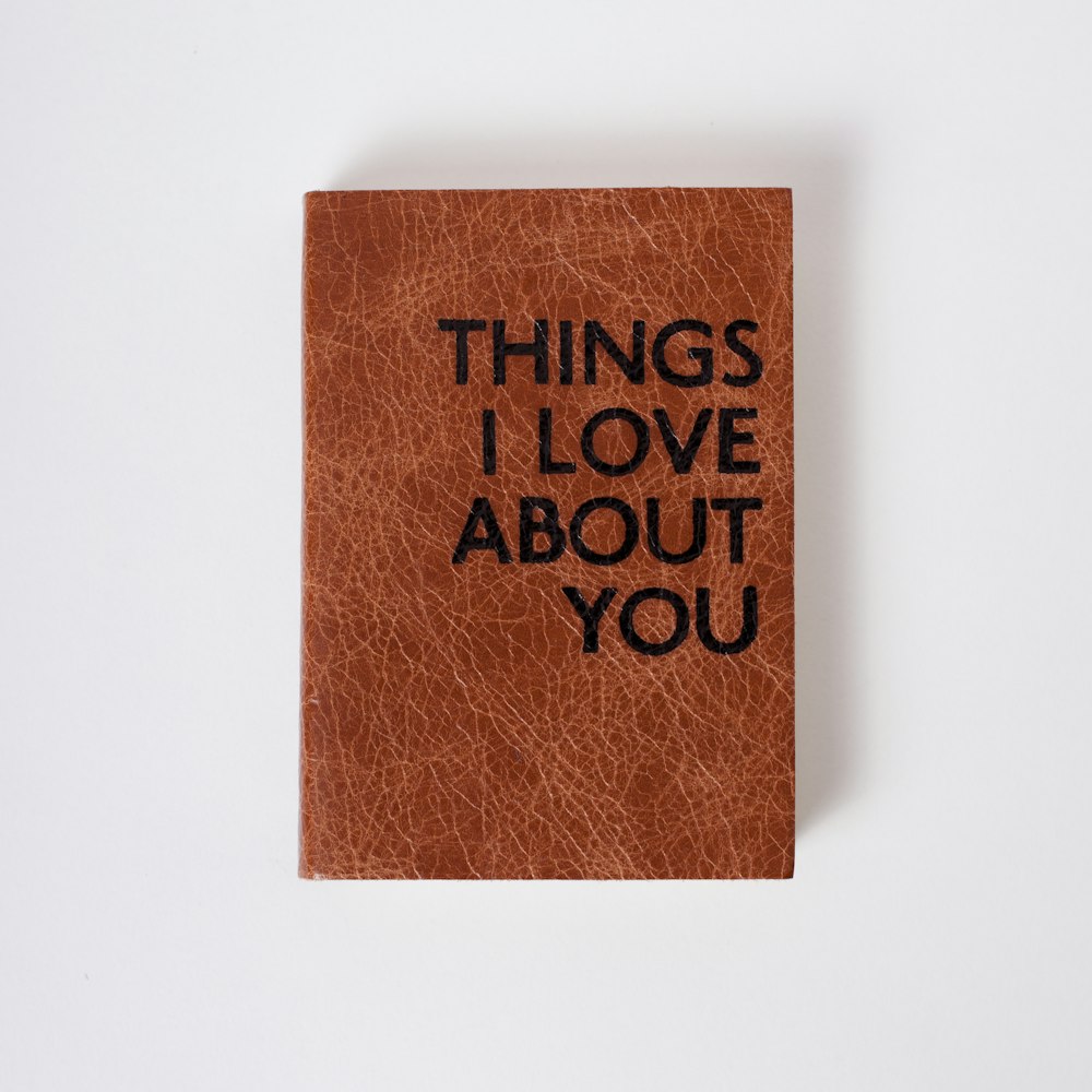 A brown book with black writing that says "Things I love About You."