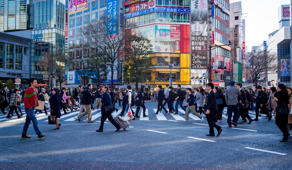 A busy crosswalk in Tokyo