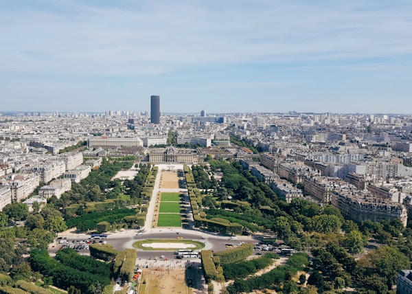 aerial view of city buildings