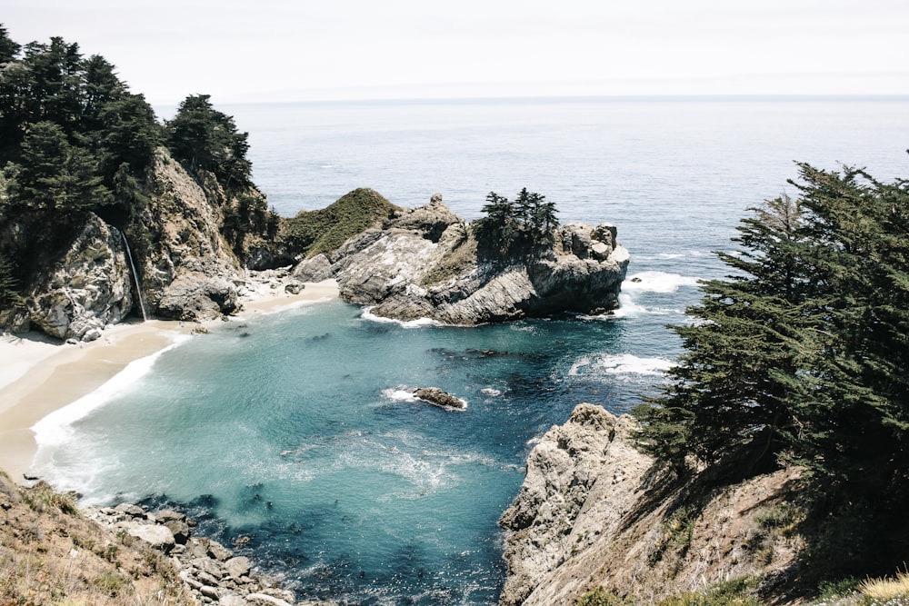 body of water and gray rock