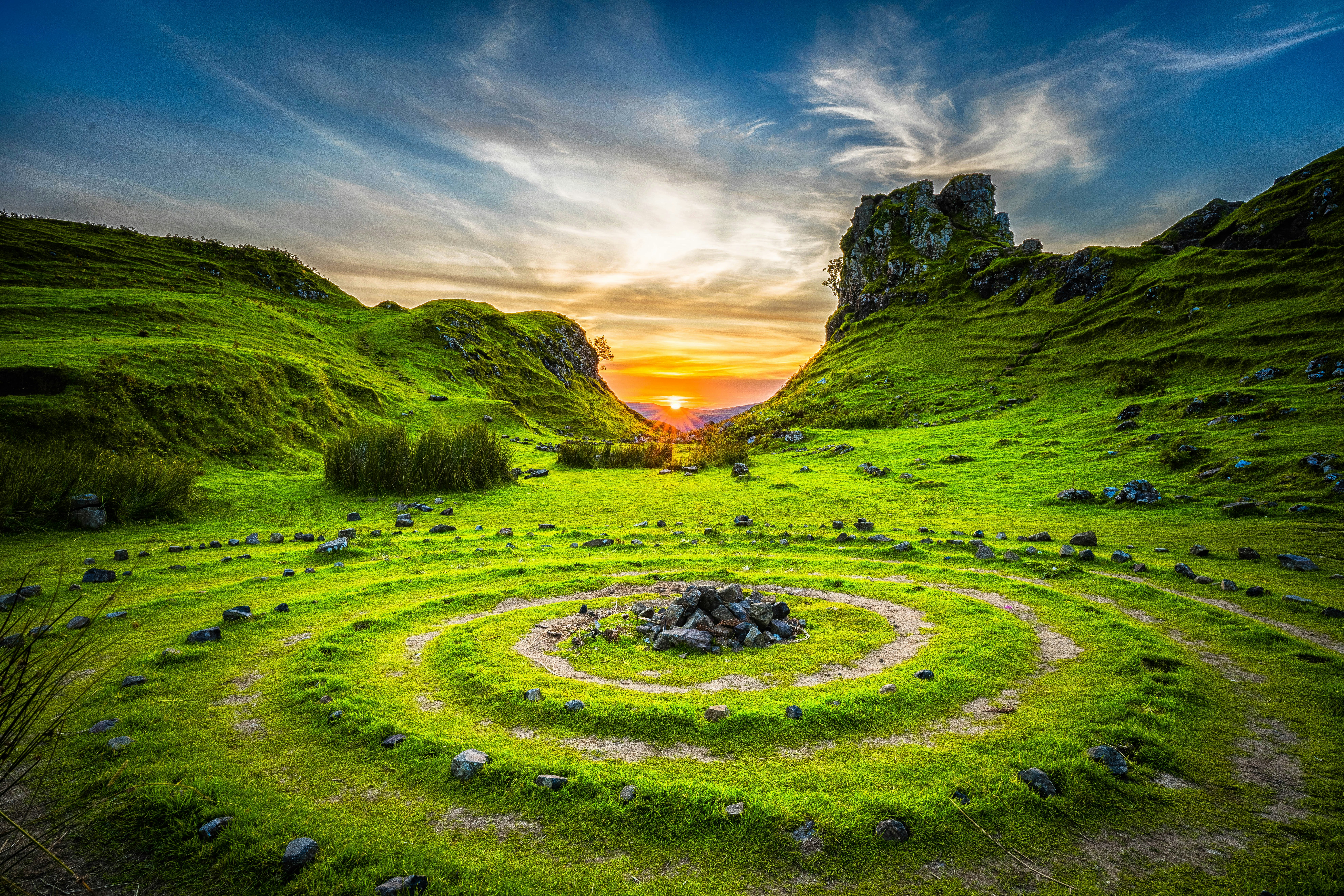 great photo recipe,how to photograph green grass field during sunset