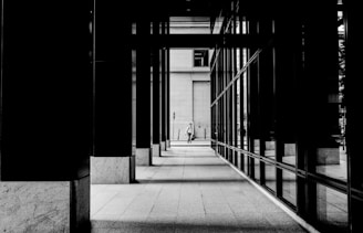 person standing on hallway