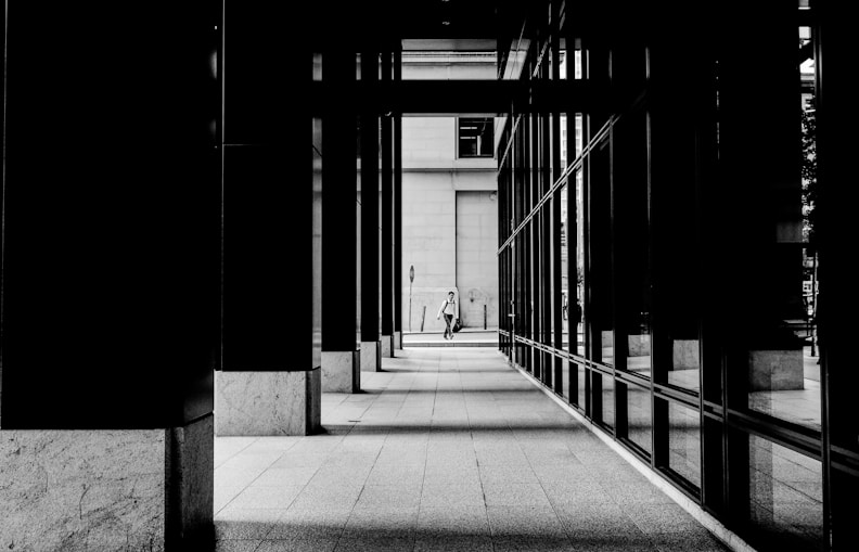 person standing on hallway