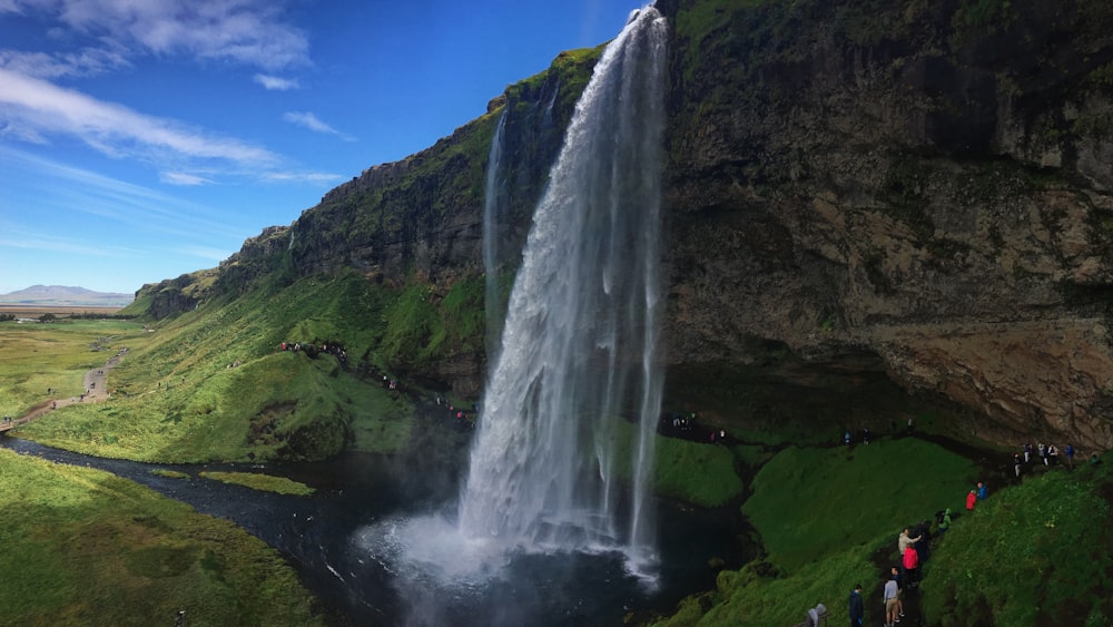 landscape photography of waterfalls