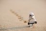 Stormtrooper minifigure walking on the sand