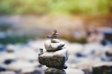 selective focus of gray pile of rack