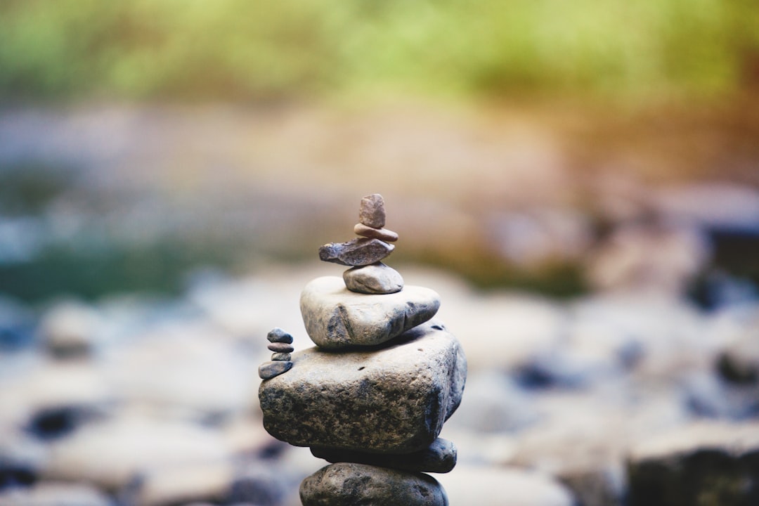  selective focus of gray pile of rack weighing balance