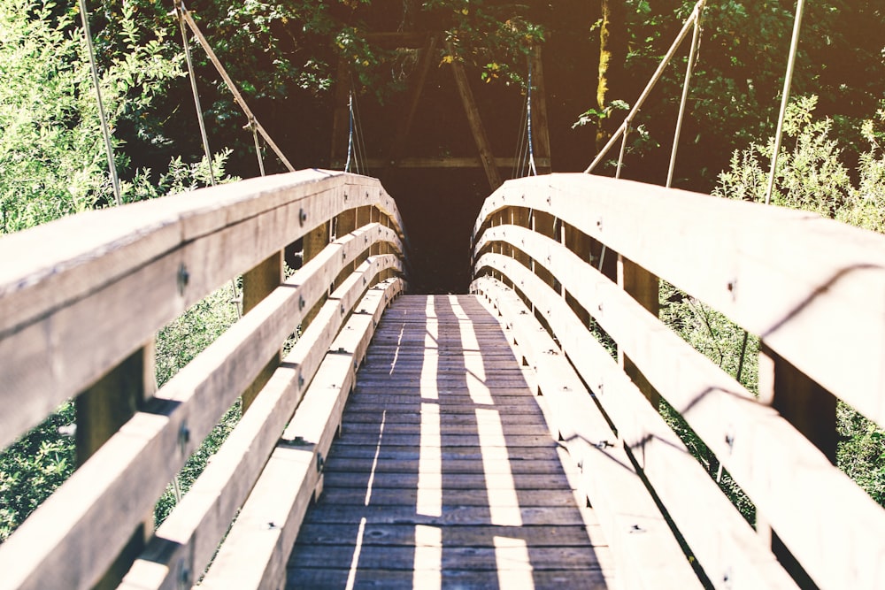 brown wooden bridge over river