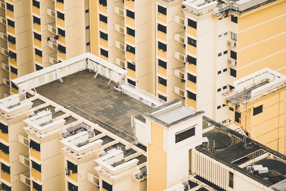 aerial view of white and black rooftop