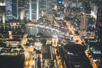 aerial view of city during nighttime