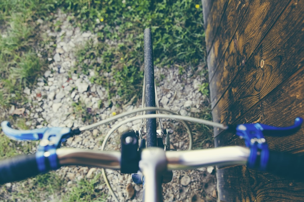 black bicycle tire on top view