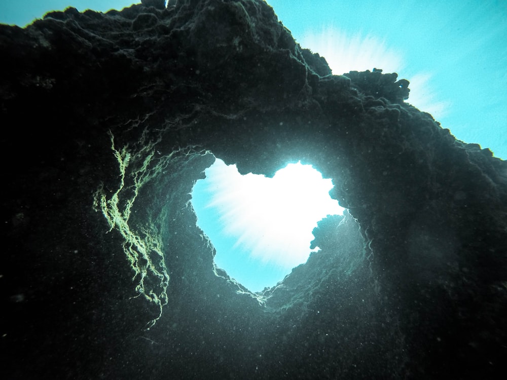 A heart shaped underwater rock formation.