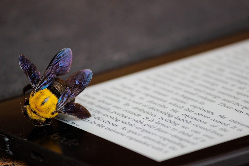 abejorro amarillo y morado en el lector de libros electrónicos Kindle