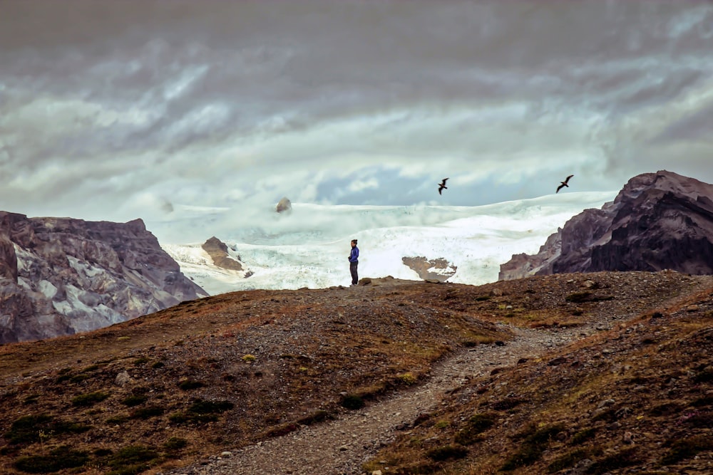 person standing on cliff during daytime