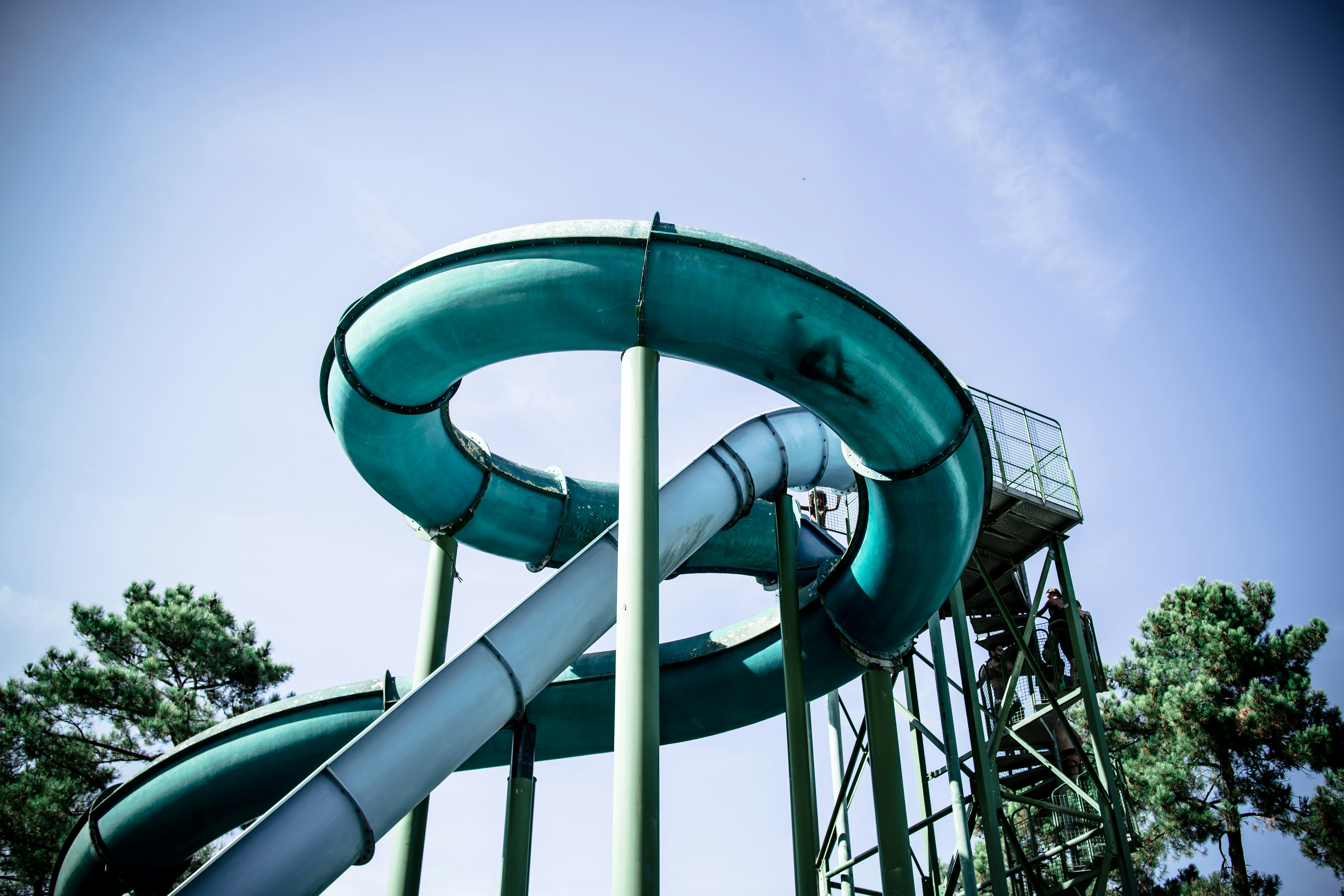A green colour water slide 
