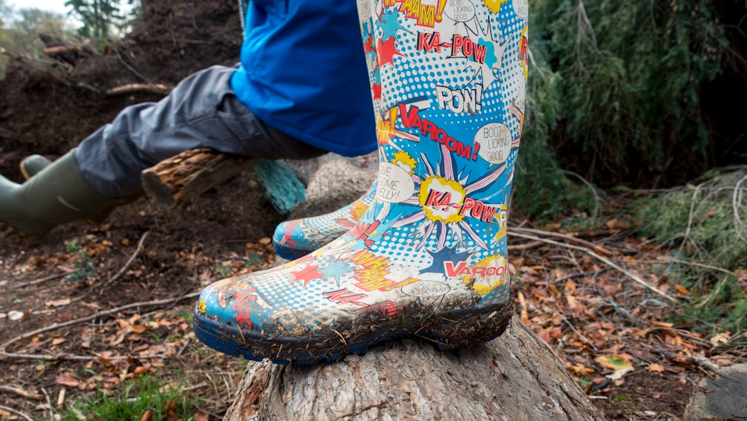 pair of multicolored rain boots