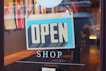gray and blue Open signage