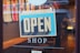 gray and blue Open signage