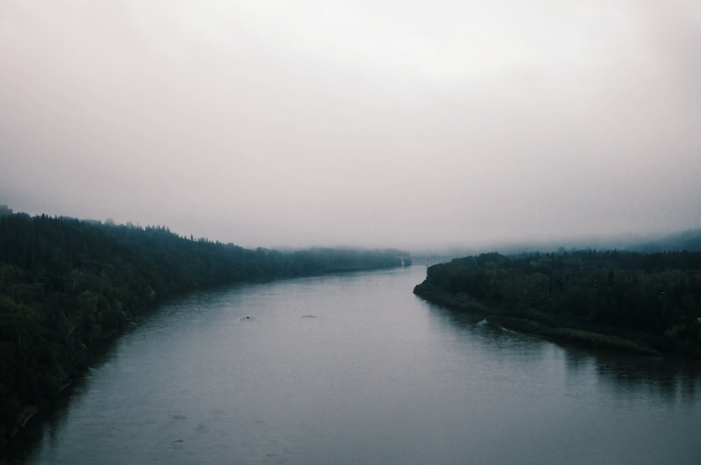 river under white sky